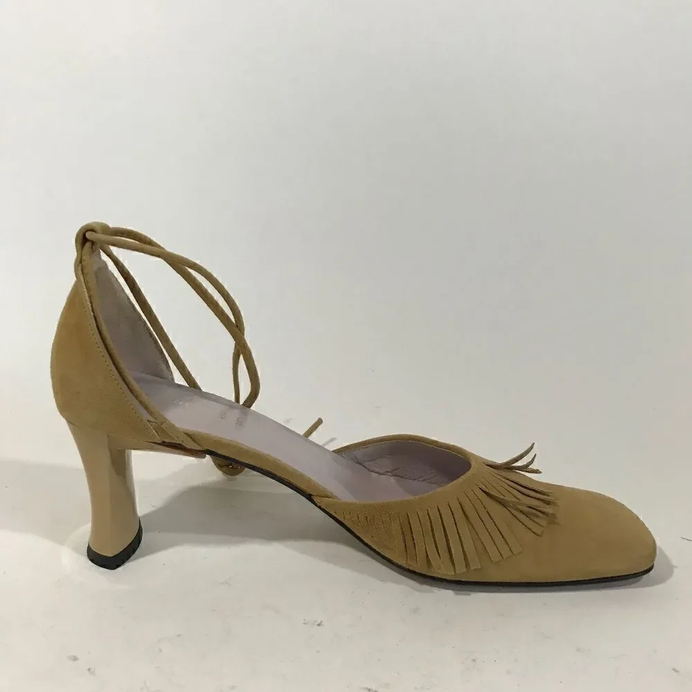 Kenneth Cole Suede Heel wFringe & Ankle Wrap Laces